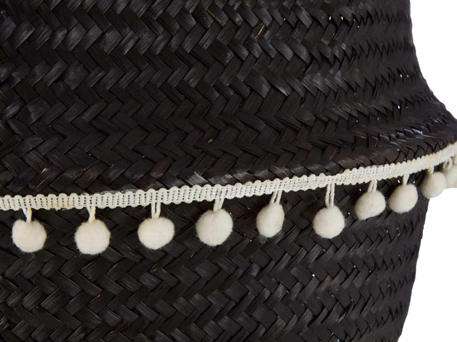 Orsina Open Weave Seagrass Basket with Handles in Black and White – 3