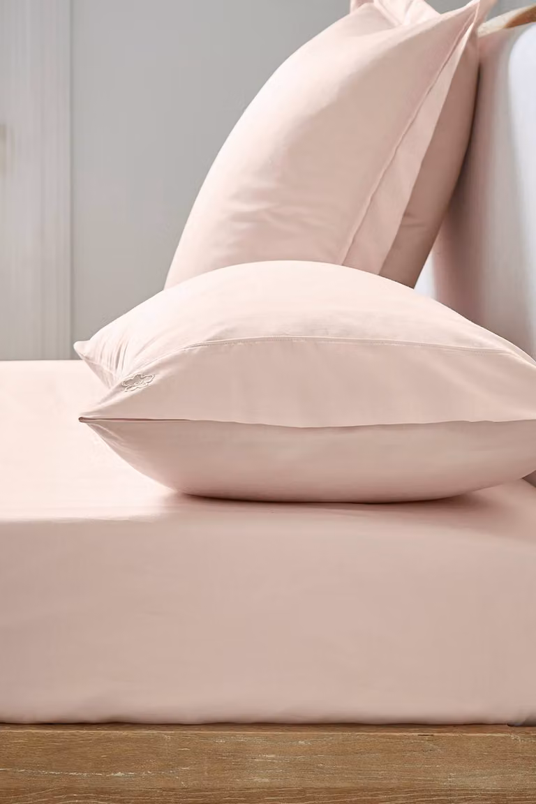 Ted Baker Pink Mako Satin 250 Thread Count Cotton Fitted Sheet, W/D/H: 200 x 200 cm