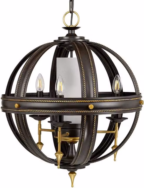 Loops 4 Bulb Gold Orb Chandelier Hanging Pendant Light with E14 LED Compatibility – 1