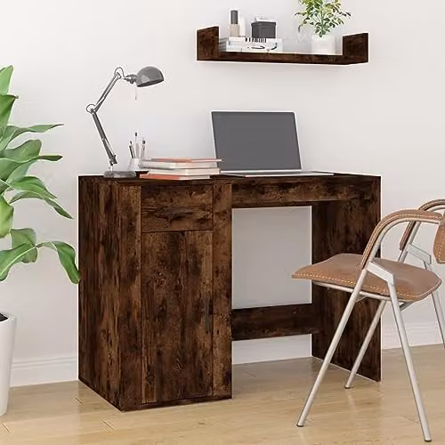vidaXL Modern Writing Desk in Smoked Oak, W/D/H: 100 x 49 x 75 cm – 2