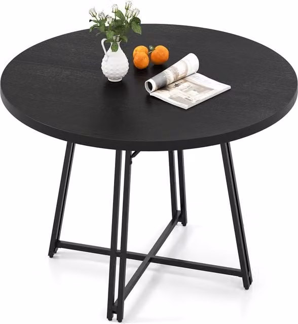 Costway Mid Century Modern Round Dining Table in Black