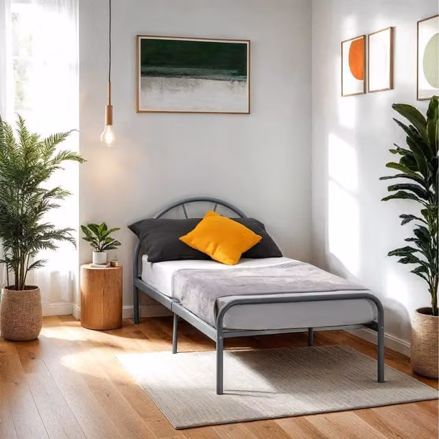 Seconique Nova Modern Metal Single Bed Frame in Silver, W/D/H: 90 x 190 cm – 1