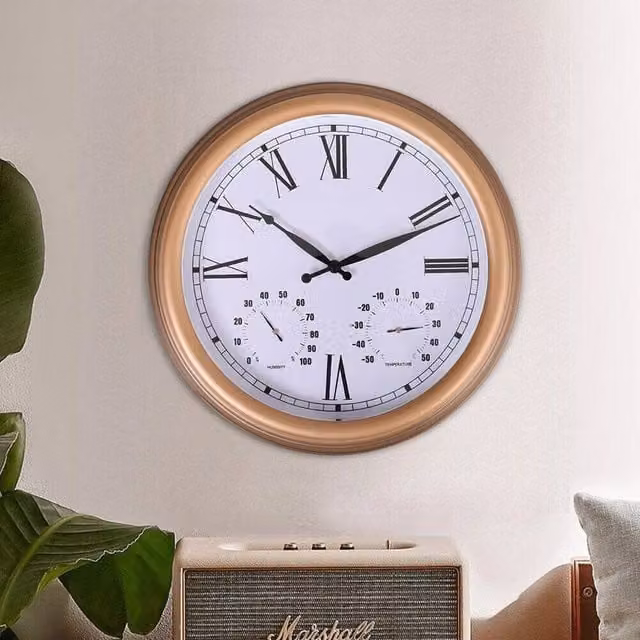 PAWNORA Brown Round Outdoor Garden Wall Clock, Diameter: 38.1 cm – 1