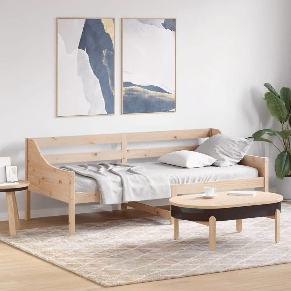 Berkfield Home Beautiful Day Bed in Solid Pine Wood, Beige, W/D/H: 200 x 90 x 76 cm – 2