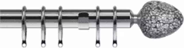 NewEdgeBlinds Alexia Finial Metal Curtain Pole Set, Satin Silver, Length: 390 cm