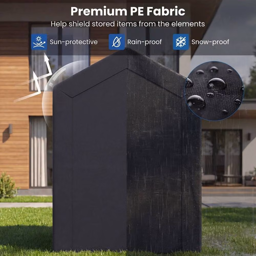 SPETLEK Pent Heavy-Duty Portable Garden Storage Shed in Black, W/D/H: 180 x 120 x 167 cm – 3