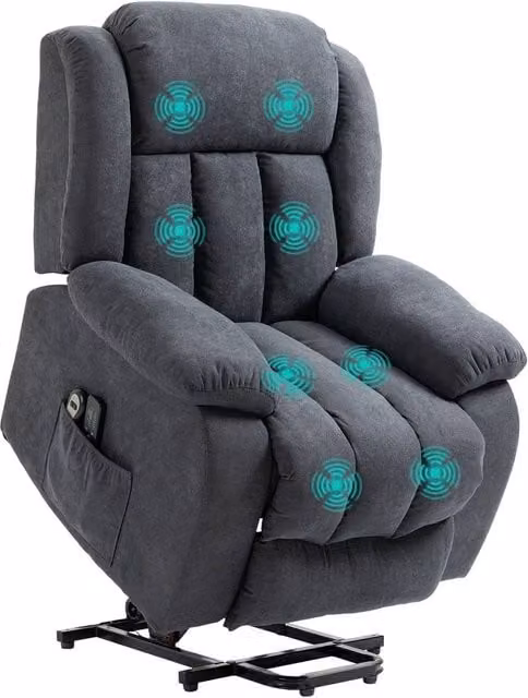 HOMCOM Power Lift Recliner Chair for Seniors with Massage and Remote Control, Dark Grey Fabric
