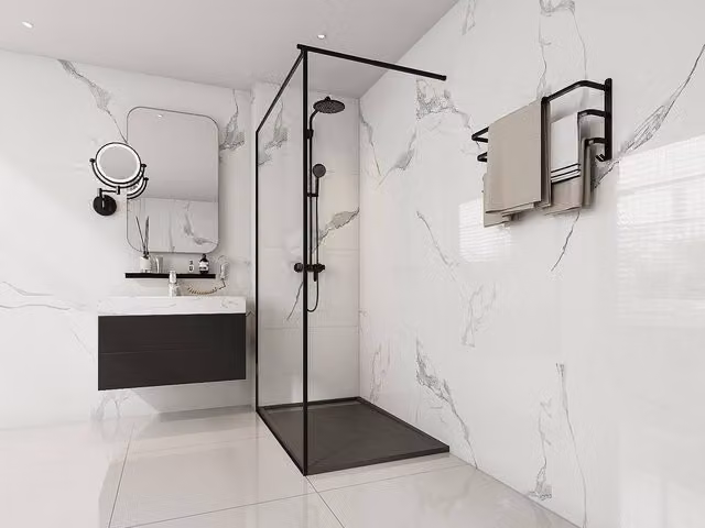 Vente-unique Lyrosa Rectangular Resin Shower Tray, Black, W: 120 cm, D: 80 cm – 1