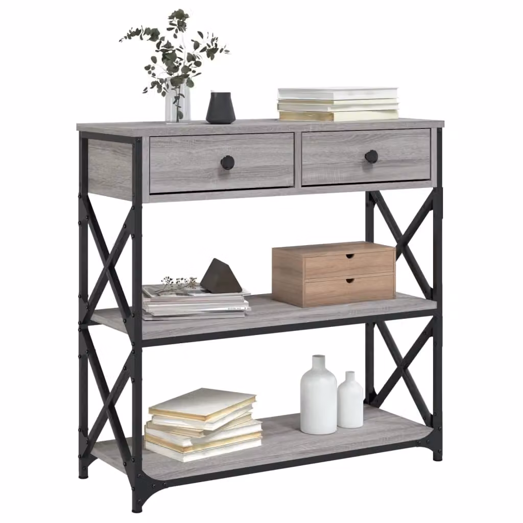 Berkfield Home Console Table in Grey Sonoma, W/D/H: 75 x 28 x 75 cm – 3