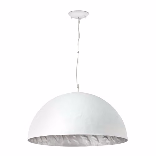 Netlighting Magma Dome Suspended Pendant Light in White and Silver with E27 Fitting
