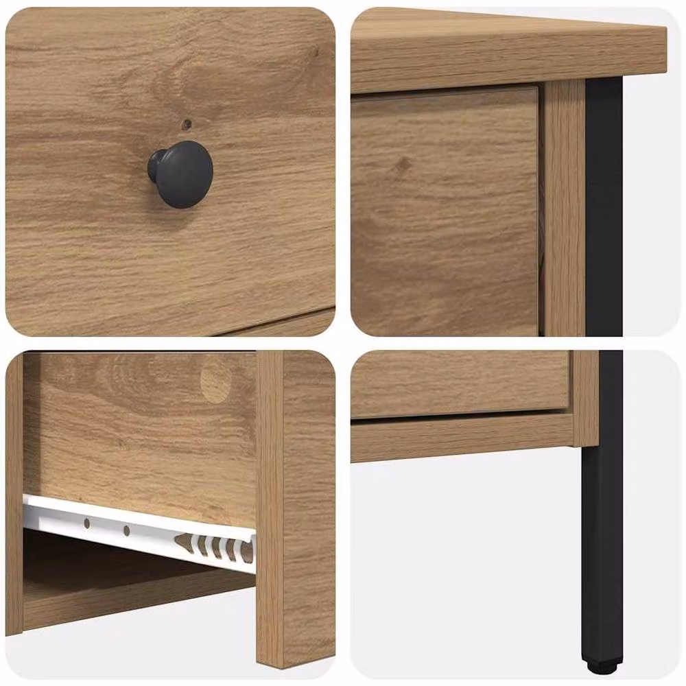 Berkfield Home Modern Artisan Oak Bedside Cabinet in Beige, W/D/H: 40 x 42 x 50 cm – 4
