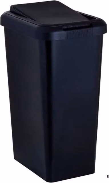 Hinsinc 45L Black Plastic Rectangular Touch Top Bin – 1