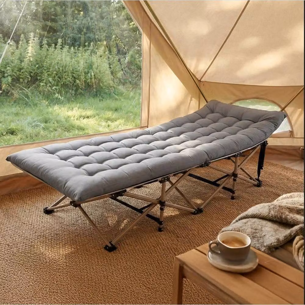 FLAVORA Portable Folding Bed for Adults in Grey, W: 100 cm, D: 60 cm – 5