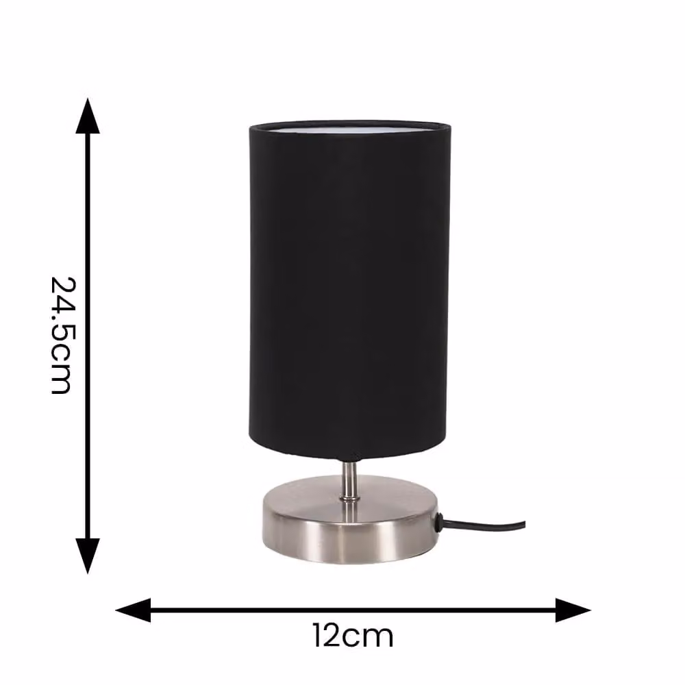 ValueLights Francis Pair of Dimmable Touch Table Lamps in Brushed Chrome and Black – 3
