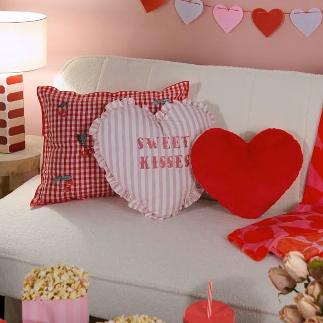 Divante Red Cotton Square Cherries Gingham Cushion