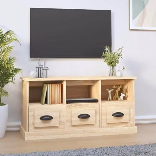 vidaXL Modern TV Cabinet in Concrete Grey, W/D/H: 100 x 35 x 50 cm – 1
