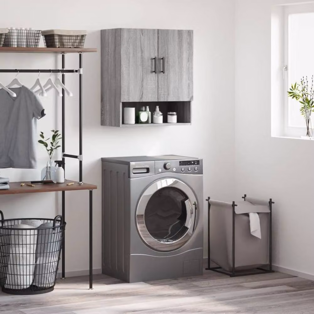 Berkfield Home Wall Mounted Cabinet in Grey Sonoma, W/D/H: 60 x 31 x 70 cm – 2