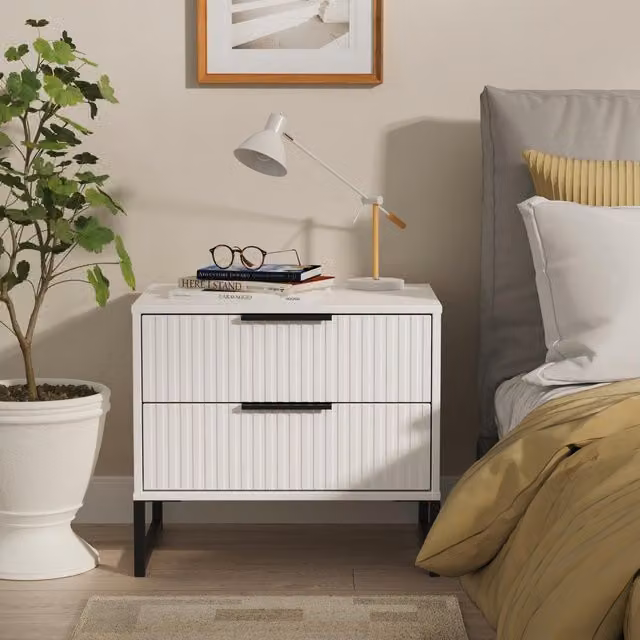 2 U Menai 2 Drawer Side Table in White – 1