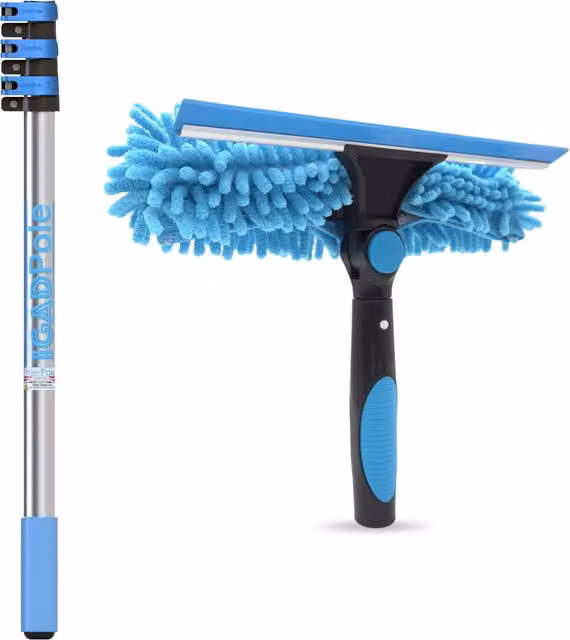 IGADPole Blue Telescopic Window Cleaning Kit with Squeegee and Extension Pole