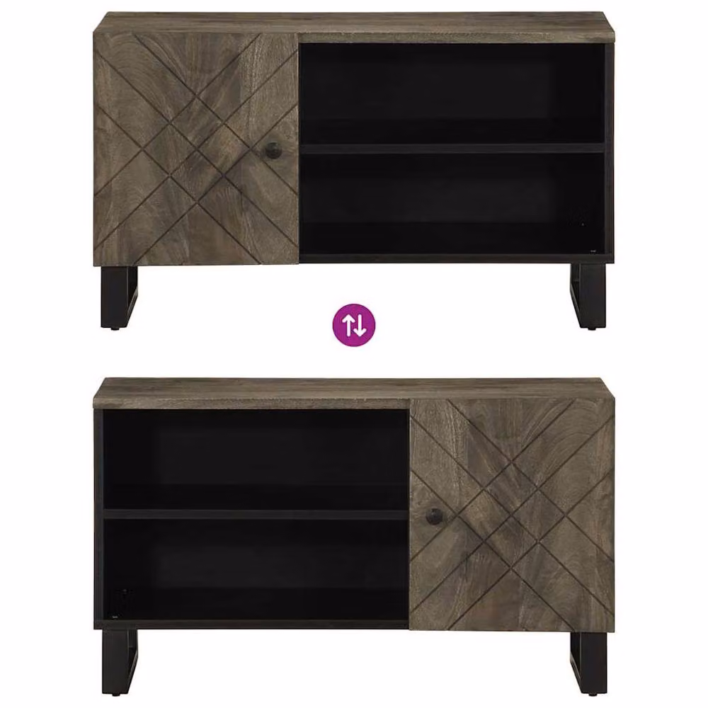 Berkfield Home Black Mango Wood TV Cabinet W/D/H: 80 x 33 x 46 cm – 4