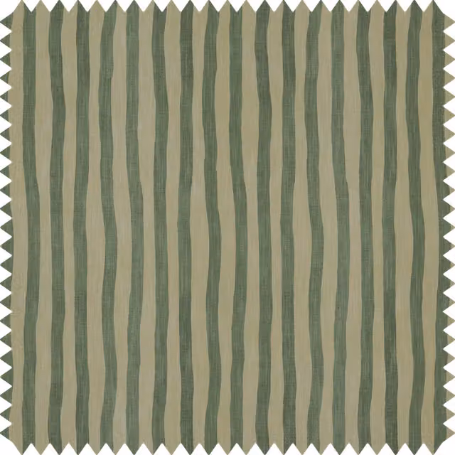 House of Hackney Artist's Stripe Organic Cotton Linen Fabric in Opal Green