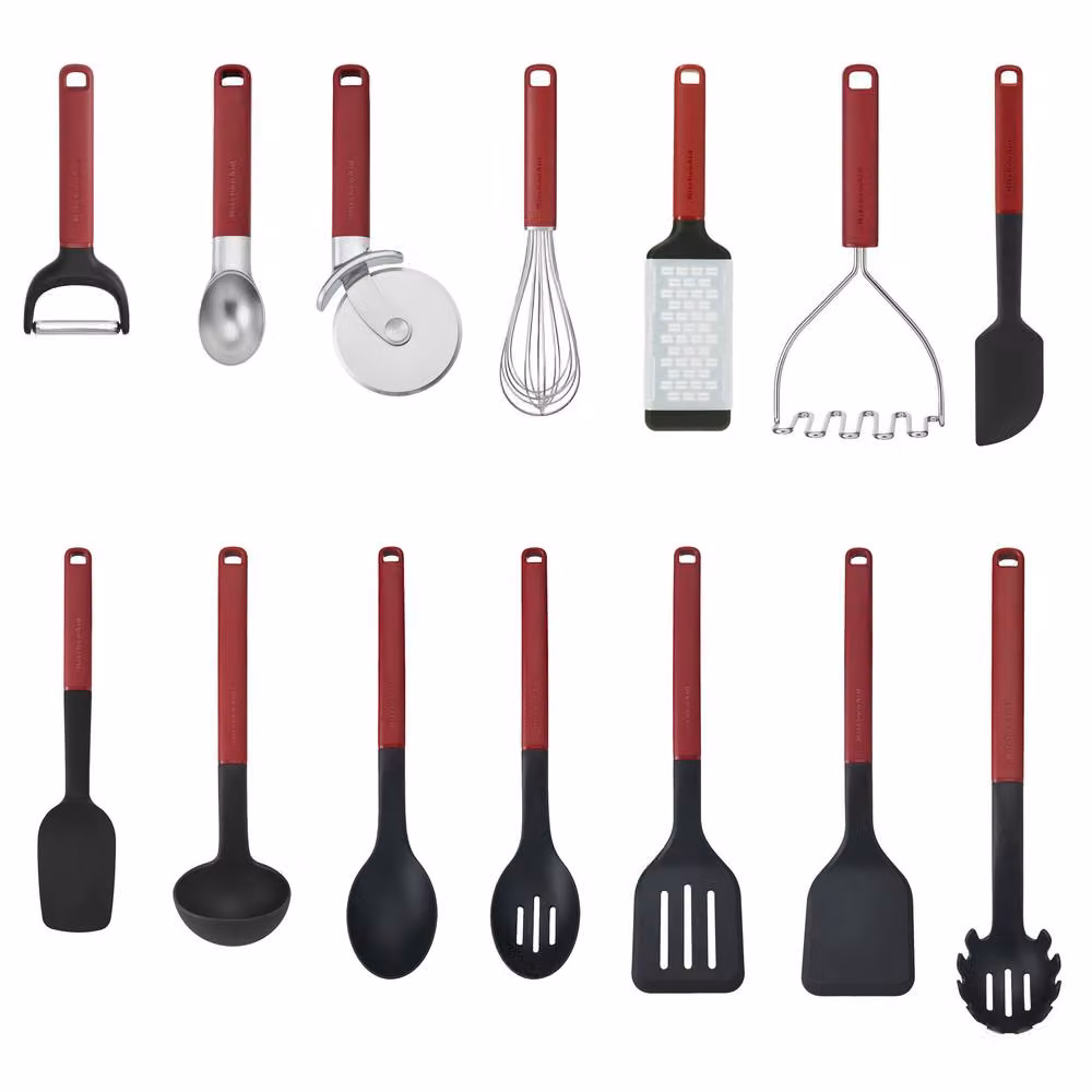KitchenAid 14-Piece Non-Stick Silicone and Stainless Steel Utensil Set in Red – 2