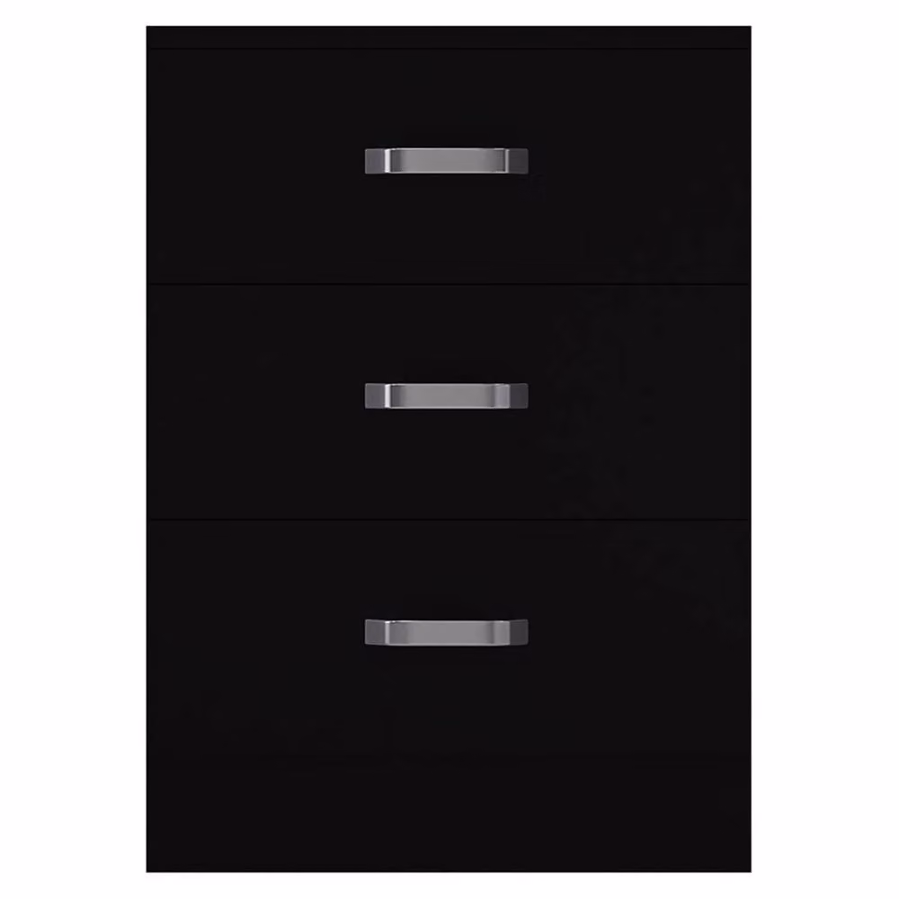 SPETLEK Black 3 Drawer Chest of Drawers with Metal Handles – 2