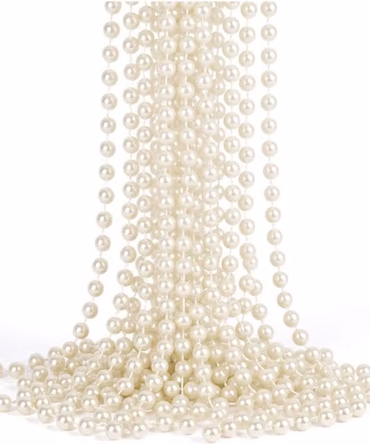 Neel Blue 9m Metallic Christmas Bead Chain in Blue and Beige