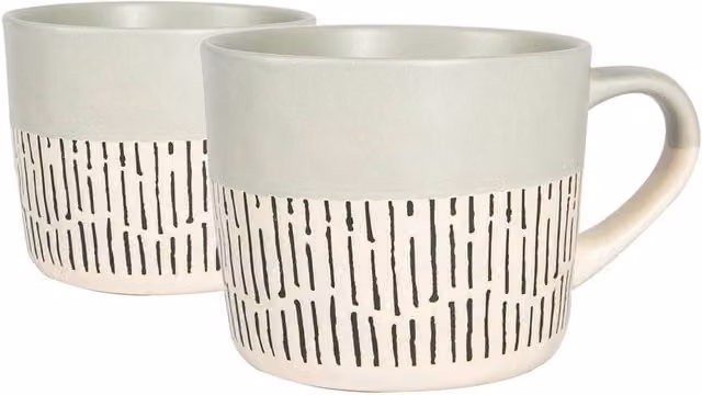 Nicola Spring Grey Stoneware Ceramic Coffee Mug Set, 2 x 450 ml