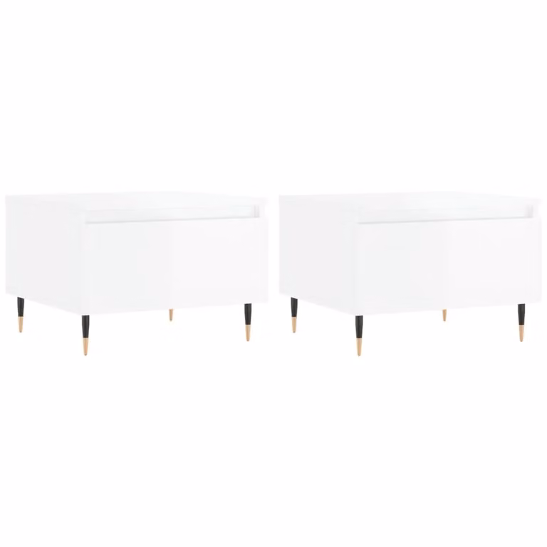 Berkfield Home Set of 2 Modern High Gloss White Nested Coffee Tables, W/D/H: 50 x 46 x 35 cm