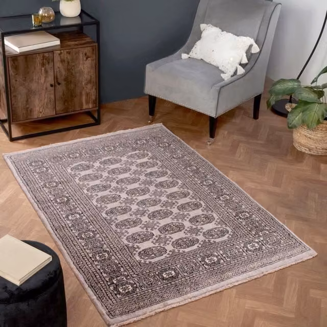 The Rug Shop UK Grey Handmade Floral Wool Area Rug, W: 120 cm, L: 180 cm