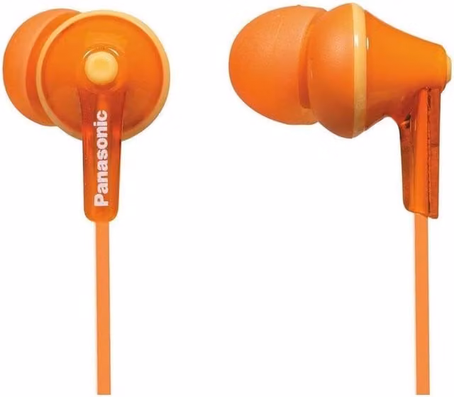 Panasonic RP-HJE125E Ergofit Wired In-Ear Earphones with 3.5 mm Jack, Orange