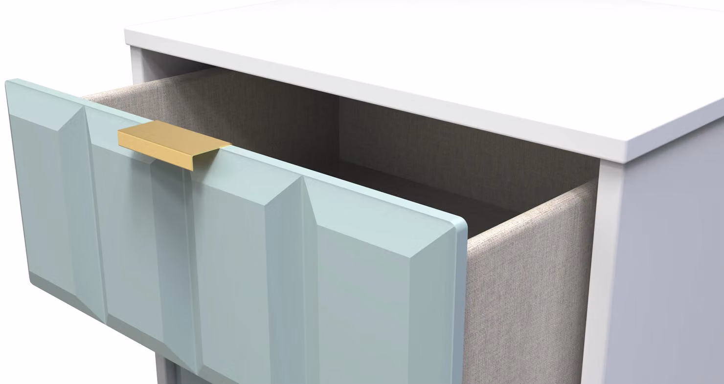 Ready Assembled 2 U Metro 5 Drawer Tall Bedside Cabinet in Duck Egg Blue and Gold – 3