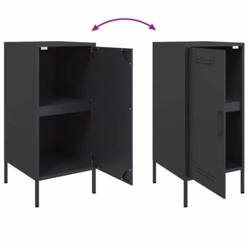 vidaXL Set of 2 Industrial Style Black Metal Sideboards, W/D/H: 36 x 39 x 79 cm – 4