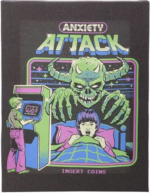 Steven Rhodes Anxiety Attack Multicolour Retro Canvas Plaque – 1