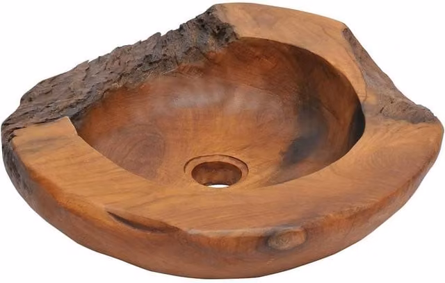 Berkfield Home Solid Teak Basin in Brown, 45 cm