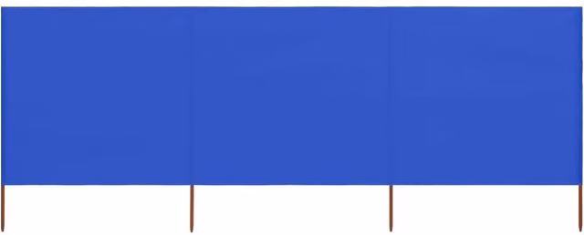 Berkfield Home 3-Panel Fabric Wind Screen, Azure Blue, W: 400 cm, H: 80 cm