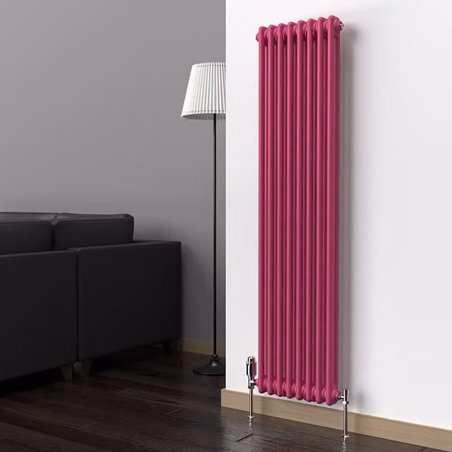 Lux Heat Vertical Coloured Column Radiator in Barbie Pink, H 150 cm x W 38 cm
