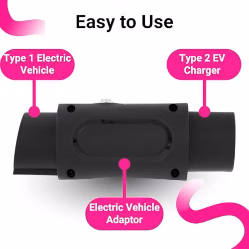 Type 1 to Type 2 EV Charging Cable Adaptor 7.4kW, Black – 4