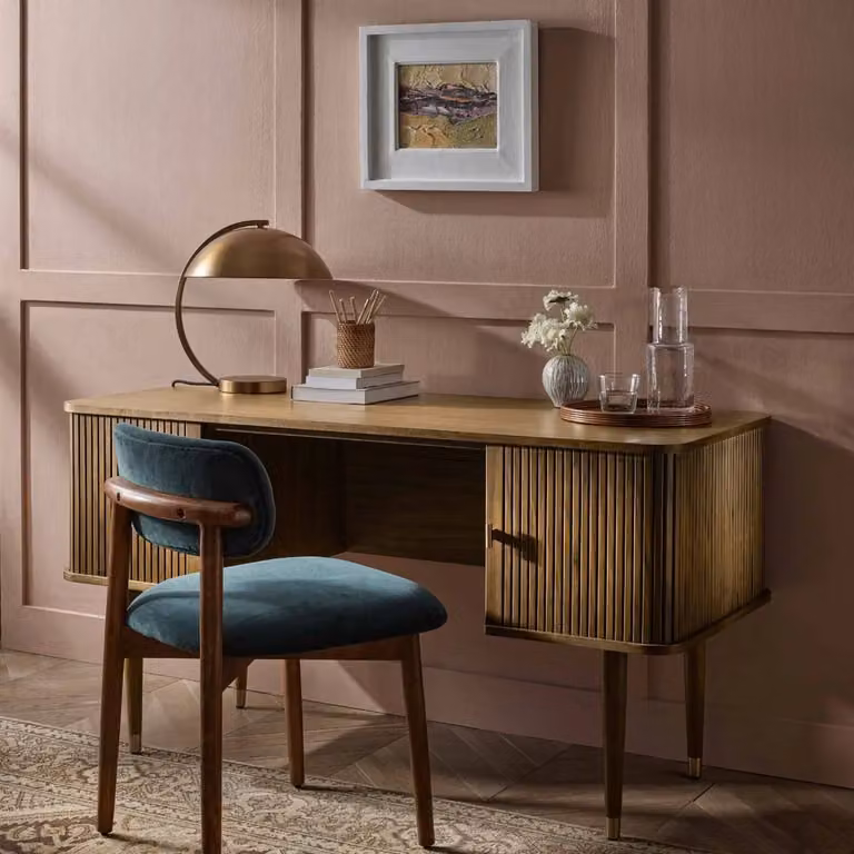 Atkin and Thyme Byron Mid-Century Writing Desk in Brown Wood
