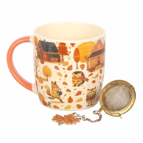 Something Different Wholesale Creature Comforts Ceramic Mug and Tea Strainer Set in Multicolour