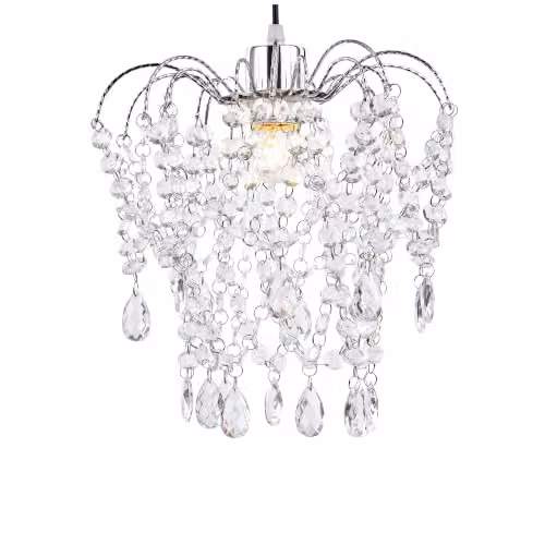 INNOTECK Classic Teardrop Drop Pendant Light Shade in Chrome and Transparent Crystal – 1