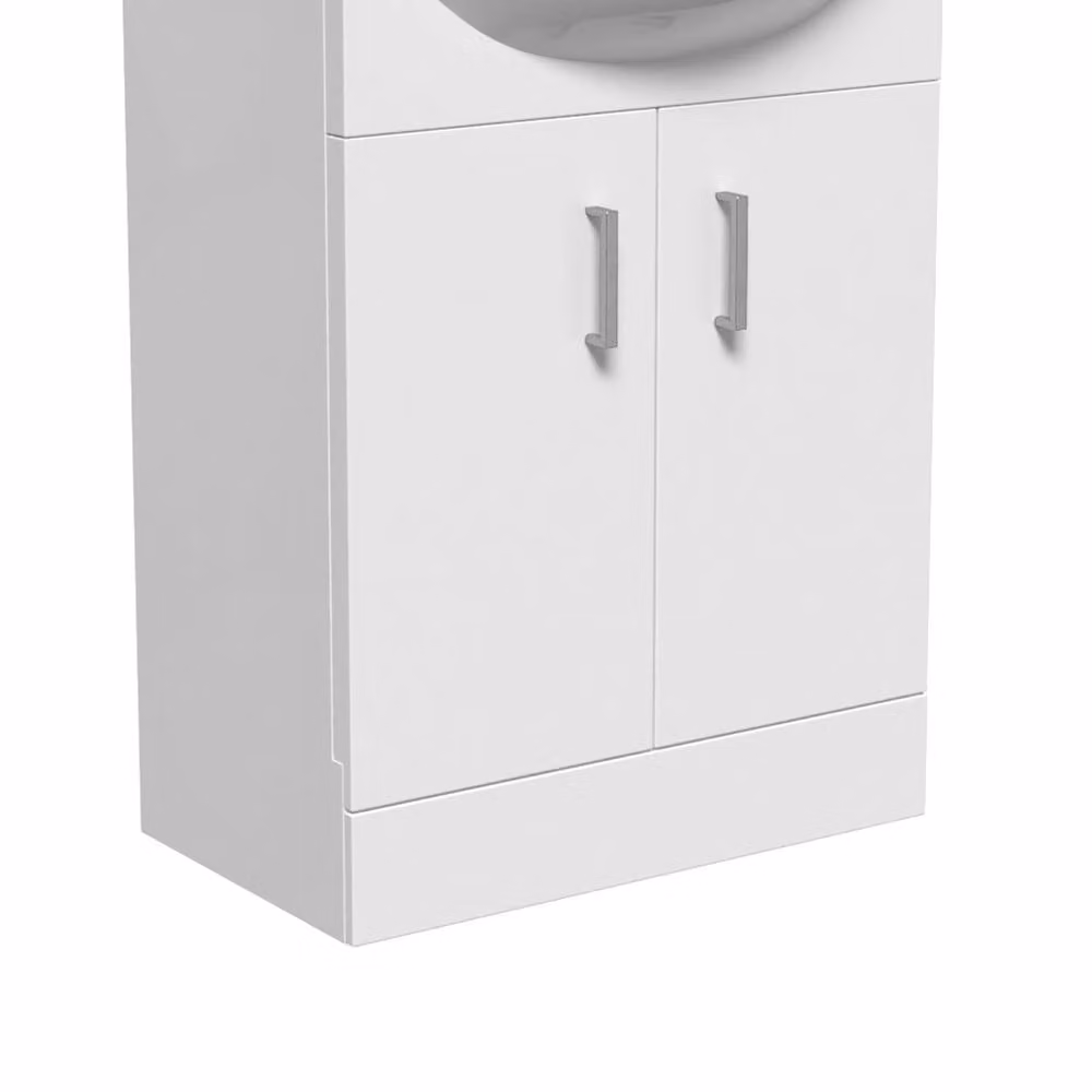 Nes Home Gloss White Modern Bathroom Floor Standing Cabinet with Soft Close Doors W: 50 cm, H: 76 cm, D: 51.5 cm – 2