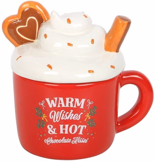 Something Different Hot Chocolate Ceramic Oil Burner in Multicolour and Red
