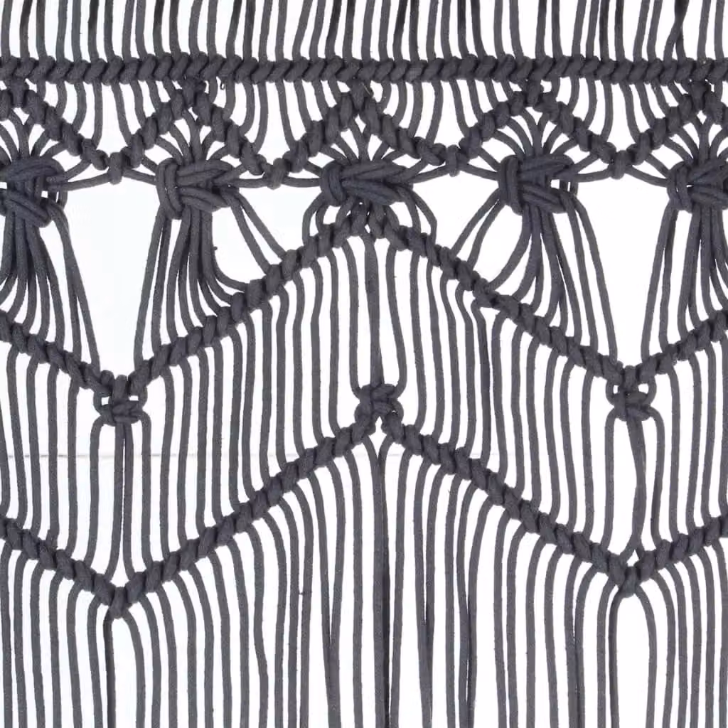 Berkfield Home Macrame Curtain in Anthracite, W: 140 cm, H: 240 cm – 3