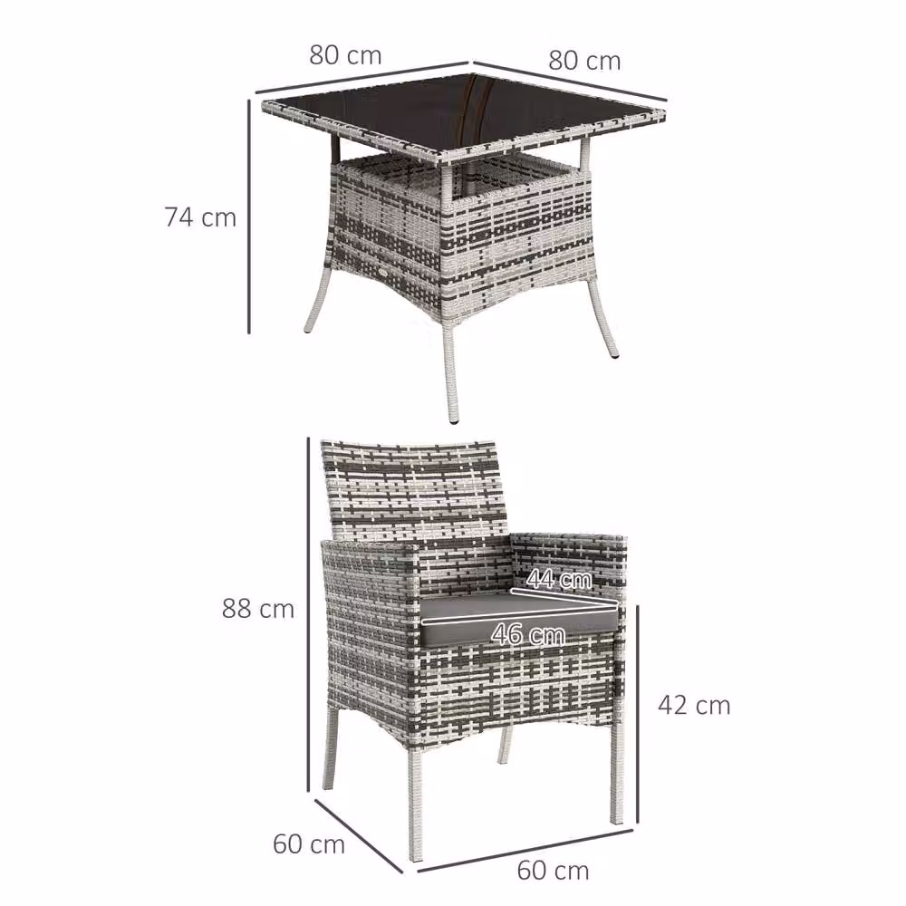 Wyld Haus Hayosa Yoka 4 Seater Garden Dining Set in Mixed Grey Rattan with Cushions – 3