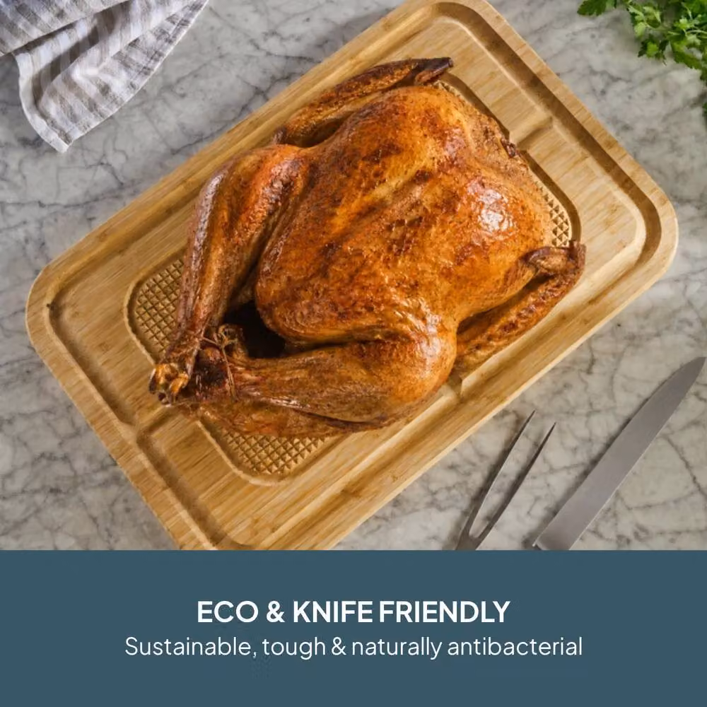 Cooks Professional Reversible Bamboo Carving and Chopping Board with Groove, Brown, W: 60.0 cm, D: 40.0 cm, H: 60.0 cm – 2