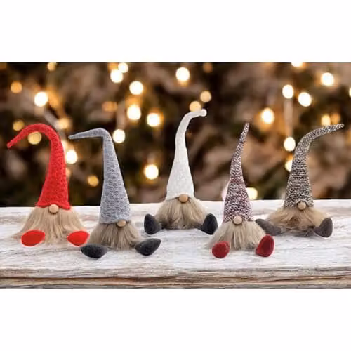 mysmartbuy Set of 5 Multicolour Scandinavian Christmas Gonk Gnome Figurines, H43 x W: 9 cm