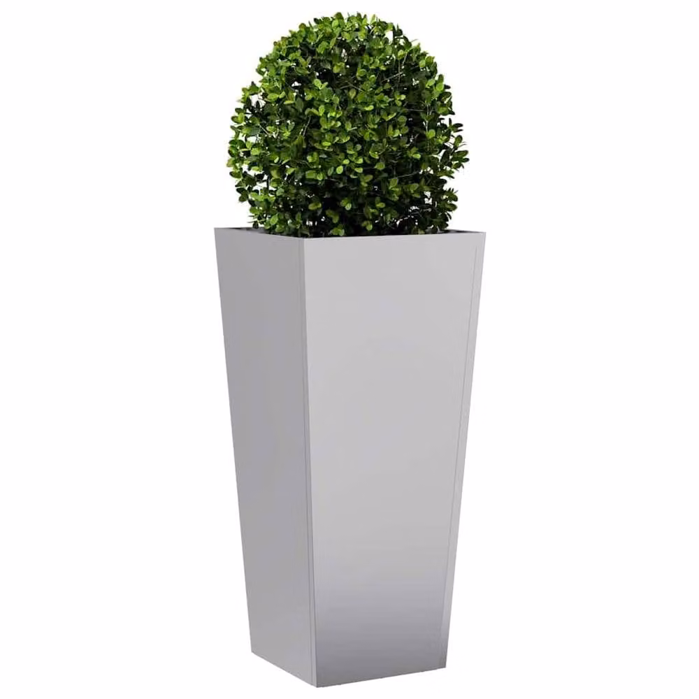 Berkfield Home Garden Galvanised Steel Planter Tubs, Grey, 2 Pack, W/D/H: 35 x 35 x 75 cm – 4