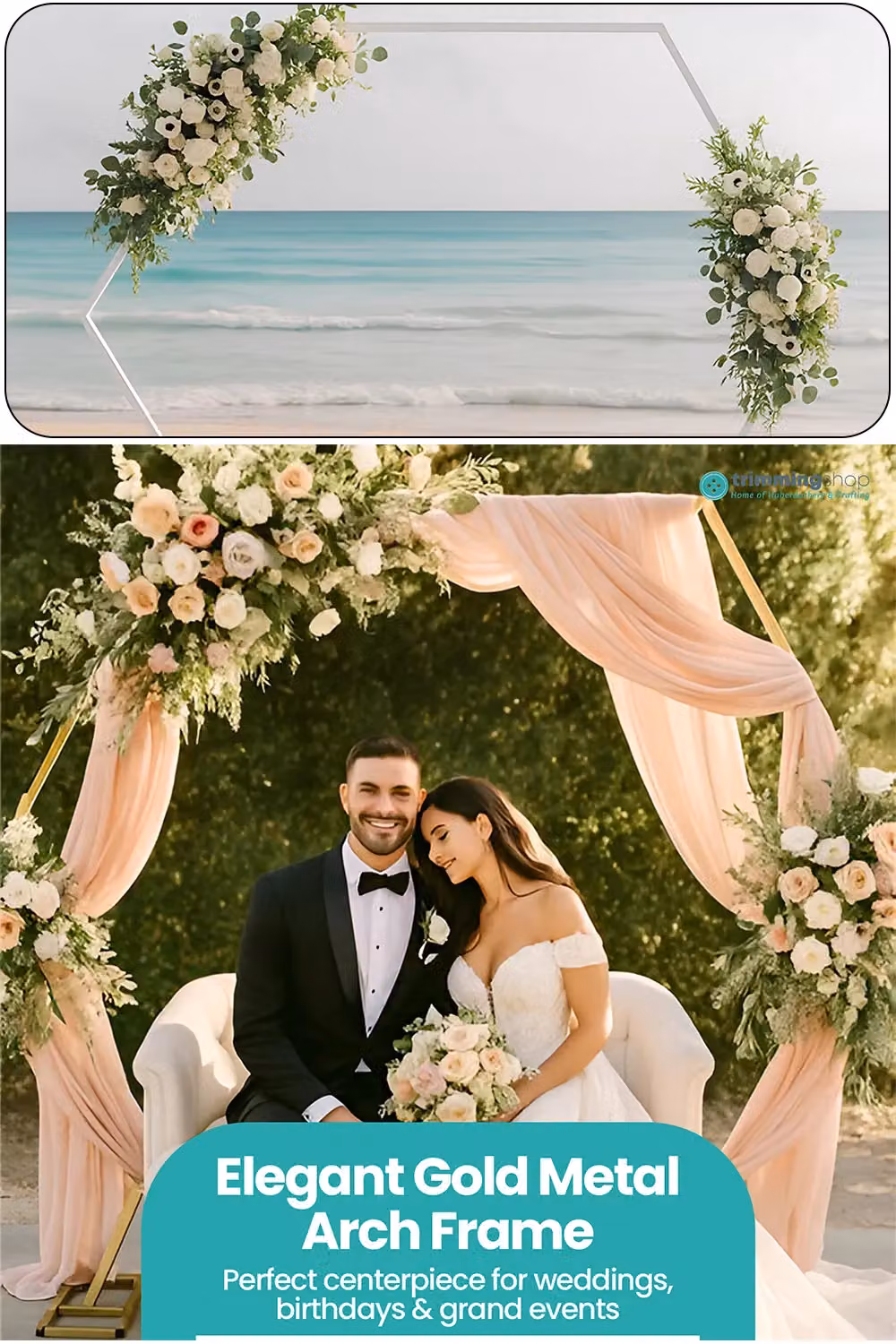 Neel Blue Pentagon Metal Balloon Arch Stand for Party and Wedding Background Decoration, White, Height: 208 cm – 3